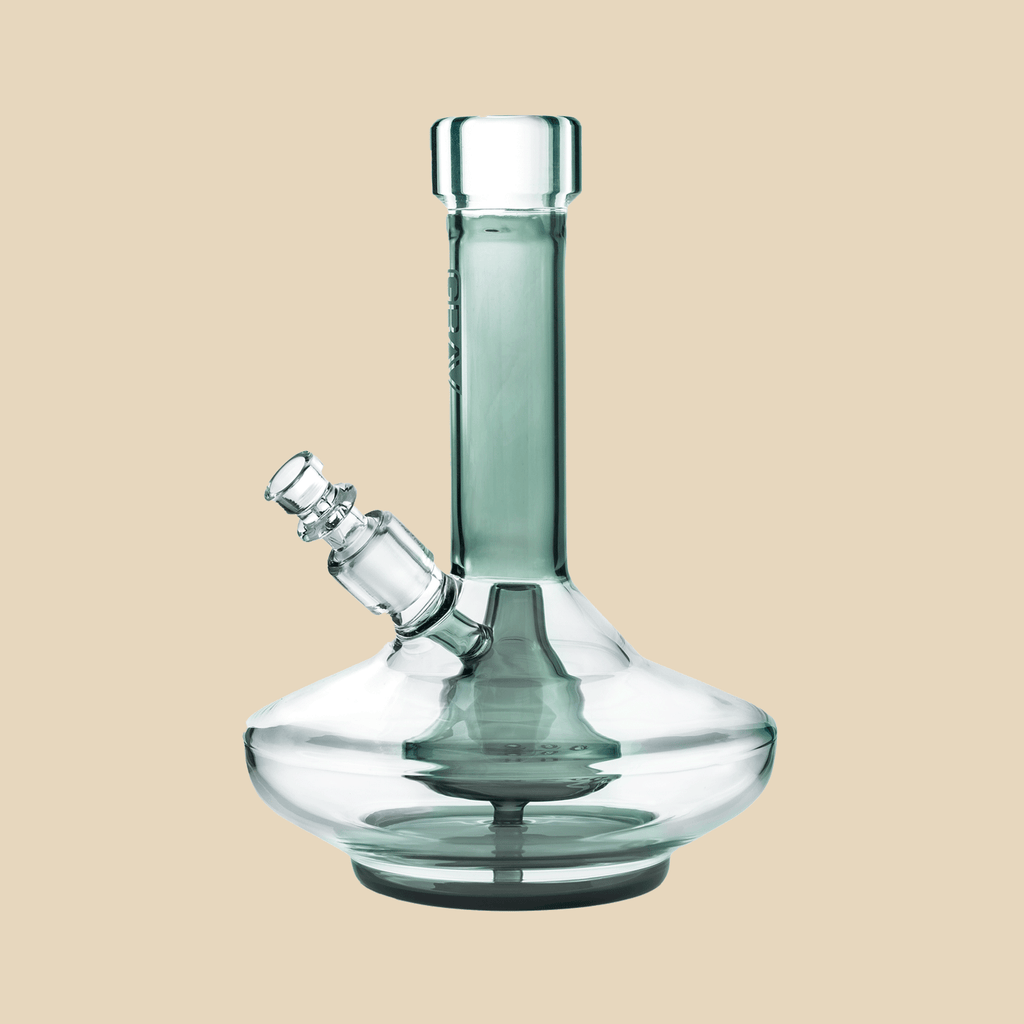 Small Wide Base Water Pipe - Smoke Grey with Clear Accents - AURIEY GmbH
